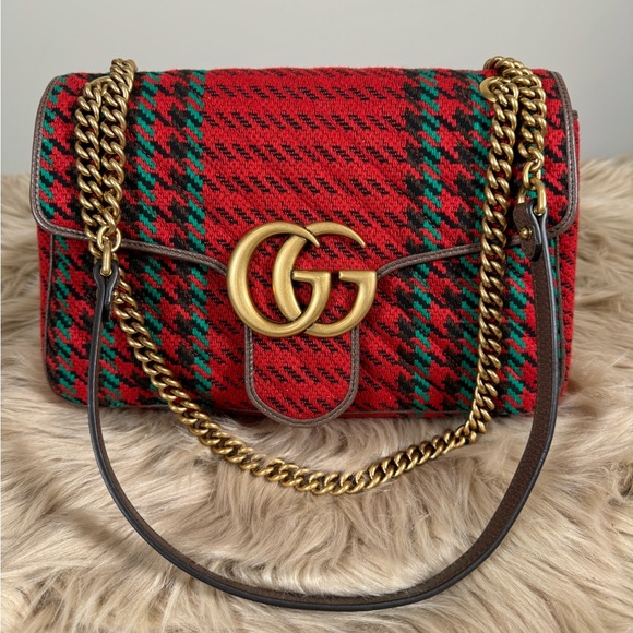 Gucci Handbags - Authentic Rare New Gucci Marmont Tweed Wool Plaid Shoulder/Crossbody Bag